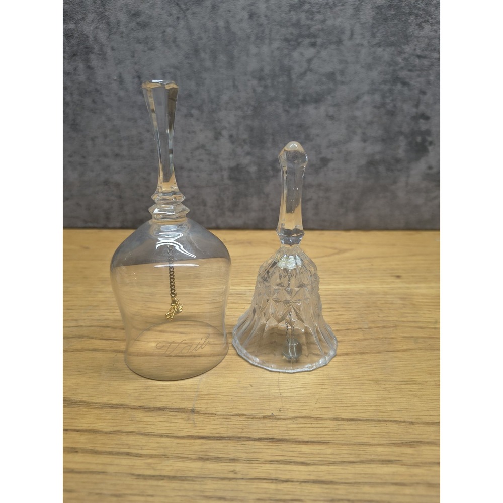 Glass art clear bell Variety Set Of 2